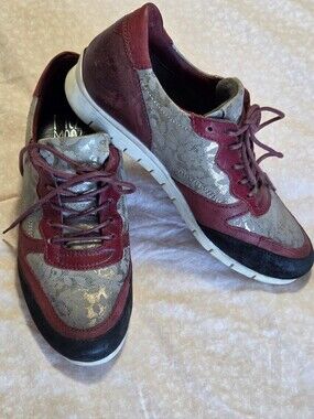 ​Miz Mooz Burgandy + Metallic Lace Rose Gold Rare Sneakers Wine Sz EU 40 9/9.5 ✨